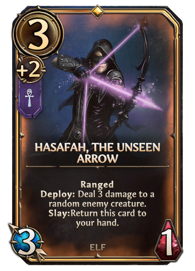 Hasafah, the Unseen Arrow, Academy Unit card in Might & Magic Fates