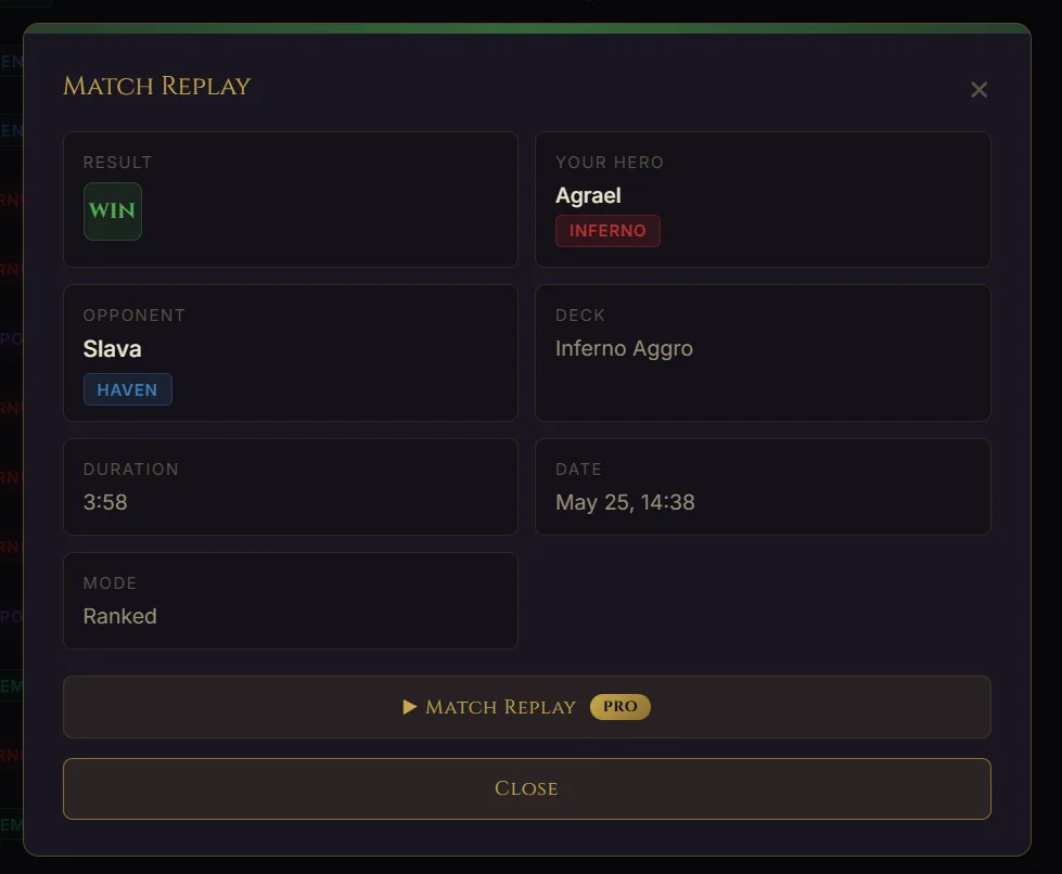 FatesForge Match History - Complete match history with filters for Might and Magic Fates